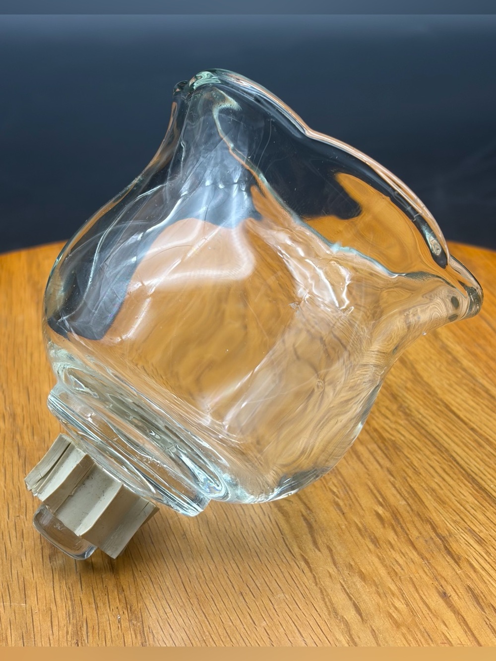 Vintage Rare Tulip Peg Candle Holder Clear Glass Small Votive Cup 3” x 3”